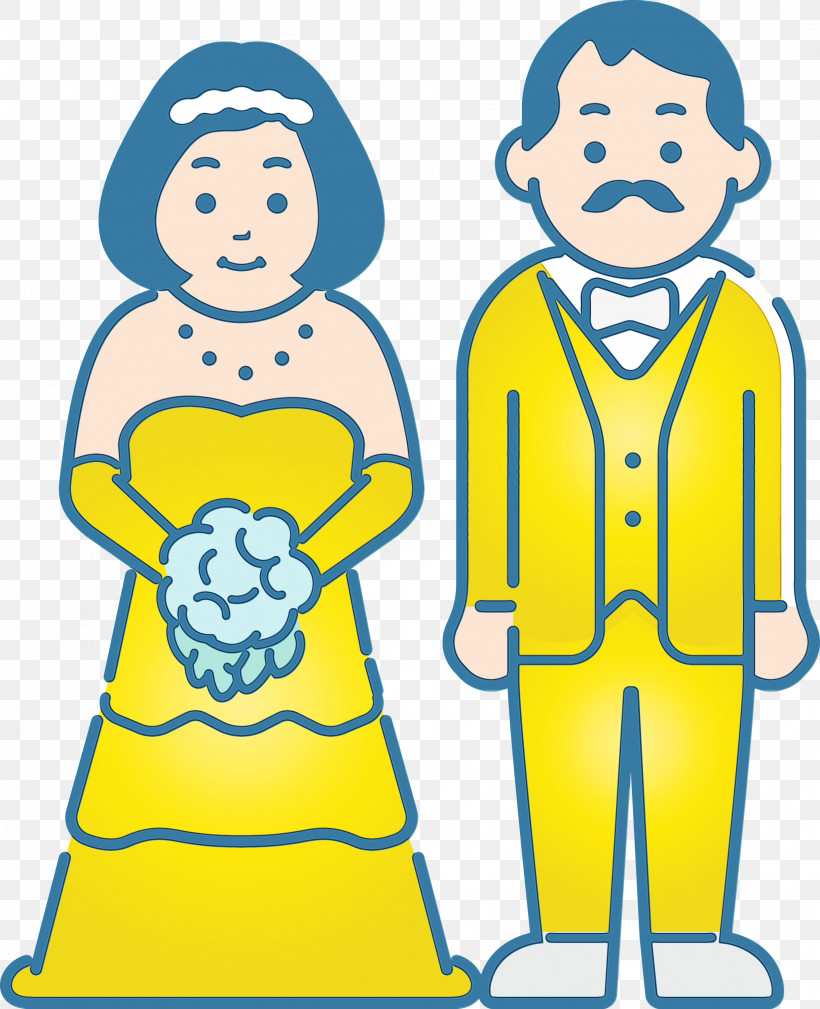 Cartoon Yellow Line Meter Happiness, PNG, 2438x3000px, Wedding, Behavior, Bride, Cartoon, Geometry Download Free