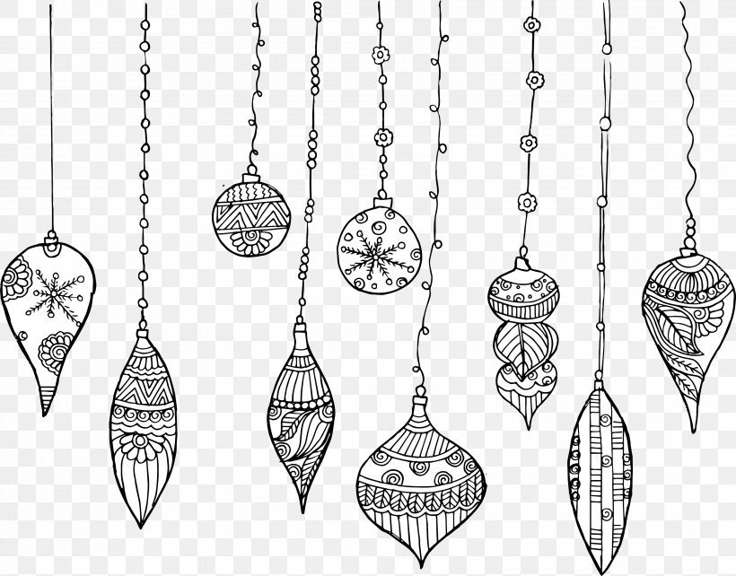 Santa Claus Christmas Decoration Coloring Book Christmas Ornament, PNG, 3402x2665px, Christmas, Black And White, Body Jewelry, Christmas Decoration, Christmas Lights Download Free