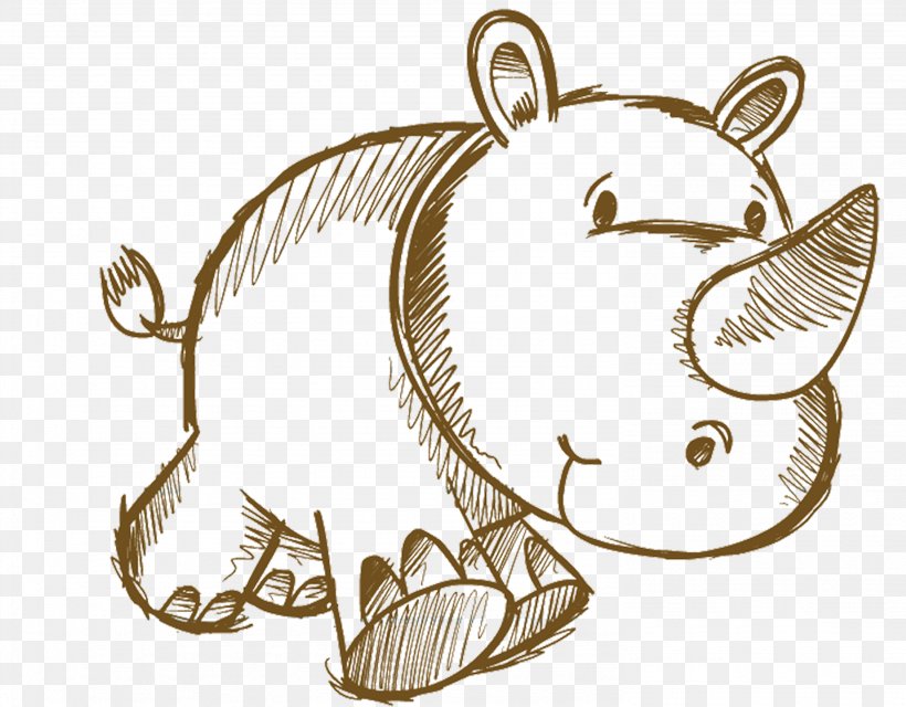 Rhinoceros Drawing Cartoon Animal, PNG, 2968x2319px, Rhinoceros, Animal, Black And White, Cartoon, Comics Download Free