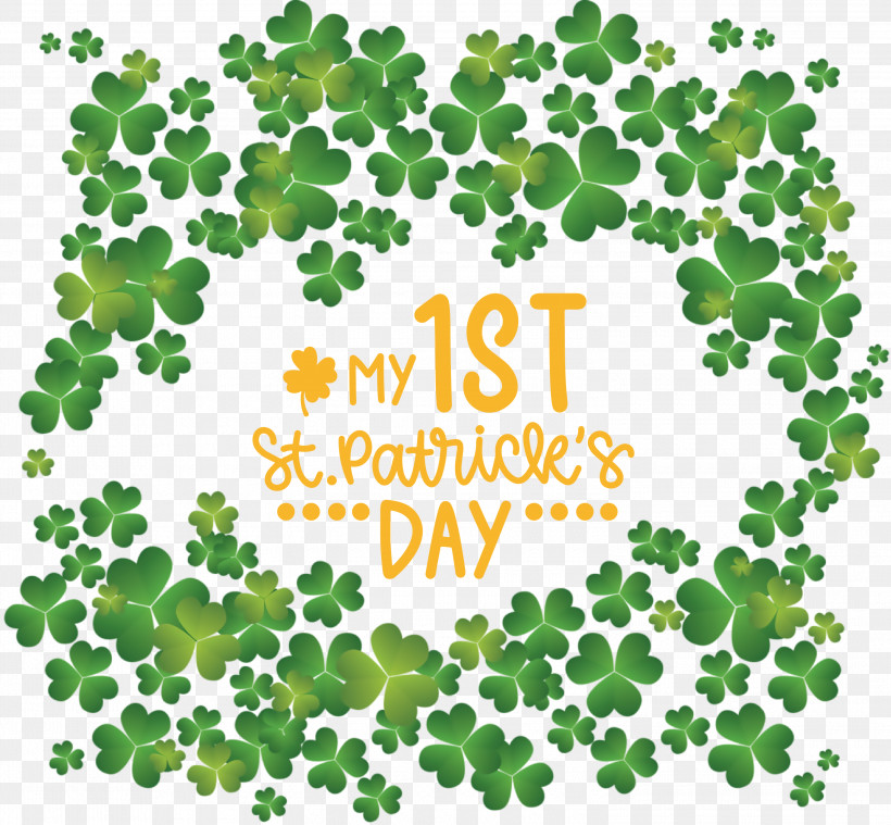My 1st Patricks Day Saint Patrick, PNG, 3000x2779px, Patricks Day, Clover, Fourleaf Clover, Holiday, Ireland Download Free