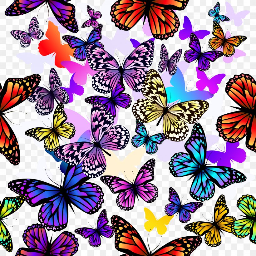 Butterfly Euclidean Vector Pattern, PNG, 4167x4167px, Butterfly, Animal, Brush Footed Butterfly, Flower, Insect Download Free