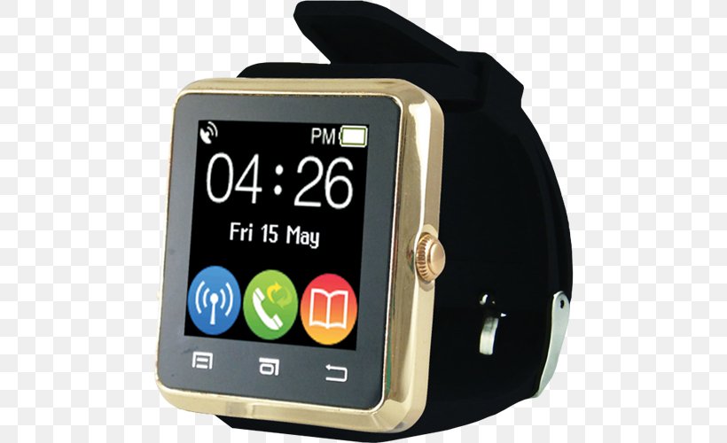 Smartwatch Digital Clock Electronics, PNG, 500x500px, Smartwatch, Black, Blue, Bluetooth, Centimeter Download Free