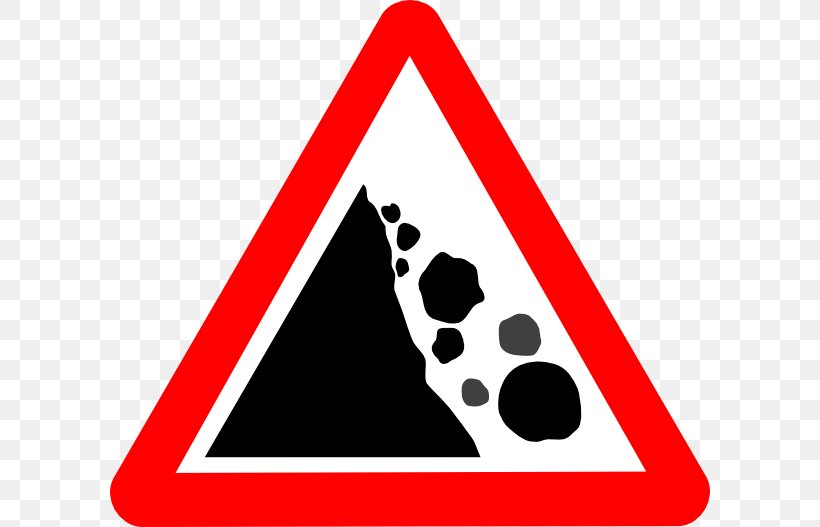 Rockfall YouTube Traffic Sign Clip Art, PNG, 600x527px, Rock, Area, Brand, Point, Red Download Free