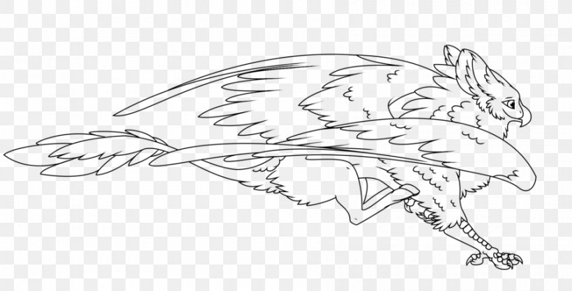 Line Art Drawing Griffin Sketch, PNG, 900x459px, Line Art, Art, Artwork, Beak, Black And White Download Free