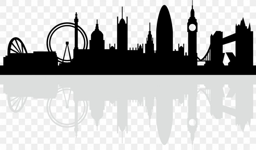 London Skyline Silhouette Royalty-free, PNG, 1401x821px, London, Art, Black And White, Brand, Line Art Download Free