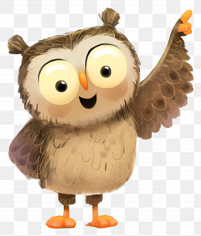 Cute Owl - Pointing Owl Cartoon PNG