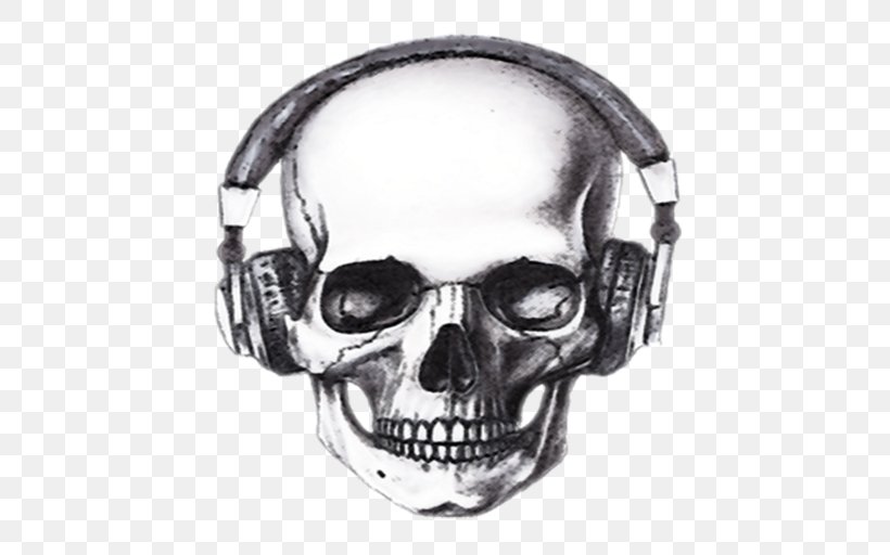 Skull Of A Skeleton With Burning Cigarette Headphones Drawing, PNG, 512x512px, Skull, Art, Audio, Audio Equipment, Bone Download Free
