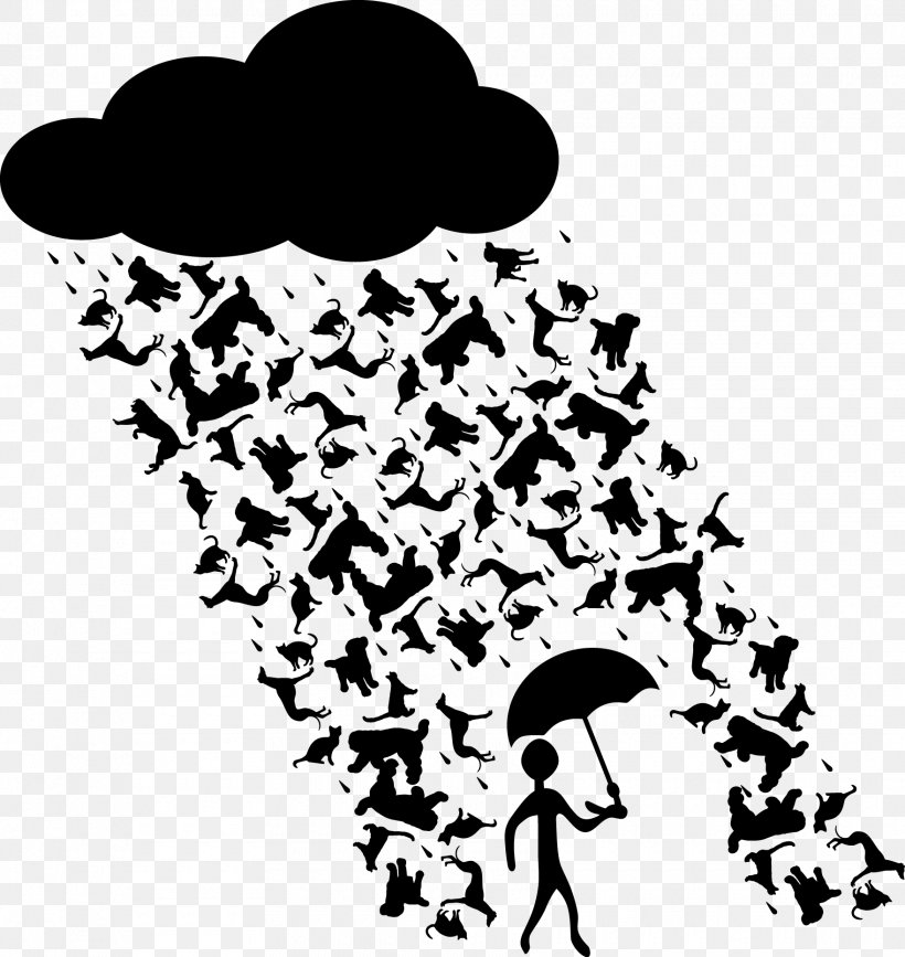 Dog Cat Rain Idiom Clip Art, PNG, 1760x1863px, Dog, Animal Shelter, Black And White, Cat, Cloud Download Free