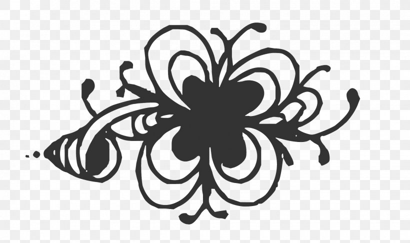 Flower Line Clip Art IMAGE., PNG, 1939x1150px, Black, Black And White, Black M, Butterfly, Flora Download Free