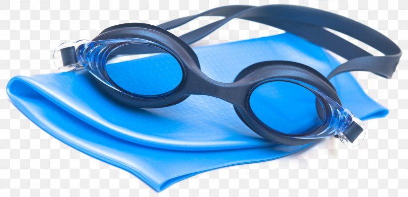 swimming cap and goggles