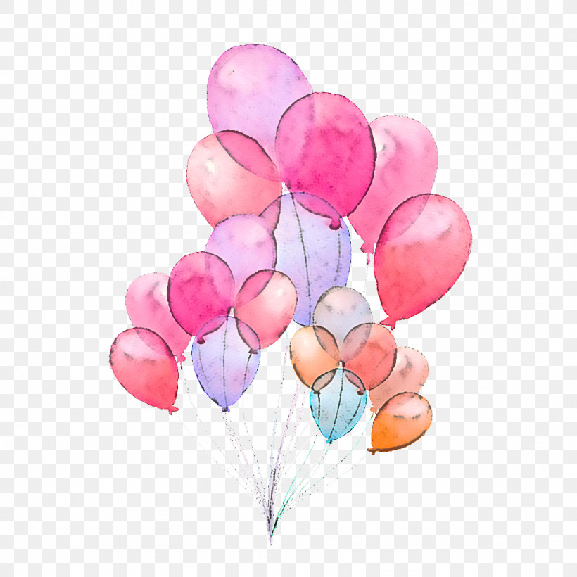 Balloon Pink Party Supply Petal Watercolor Paint, PNG, 1024x1024px, Balloon, Flower, Heart, Party Supply, Petal Download Free