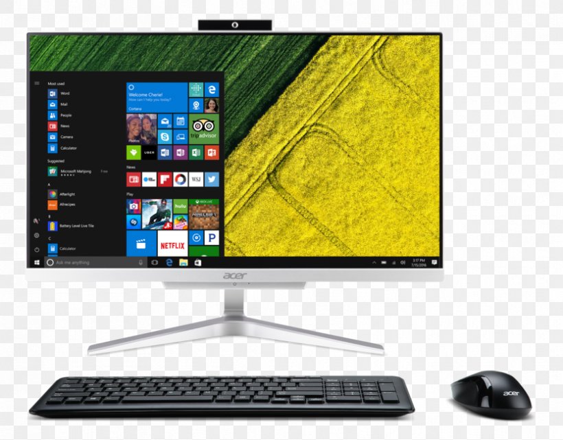 Desktop Computers Intel Acer Aspire C22-860 Computer Monitors All-in-one, PNG, 831x650px, Desktop Computers, Acer, Acer Aspire, Allinone, Central Processing Unit Download Free
