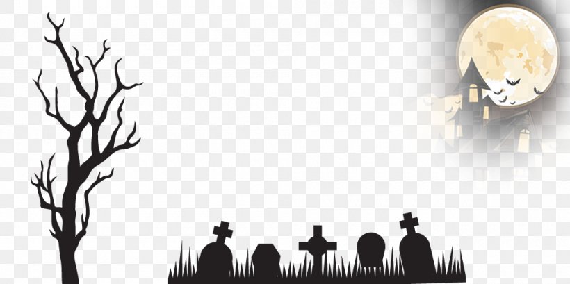 Grave Silhouette, PNG, 1000x499px, Grave, Black And White, Brand, Communication, Halloween Download Free