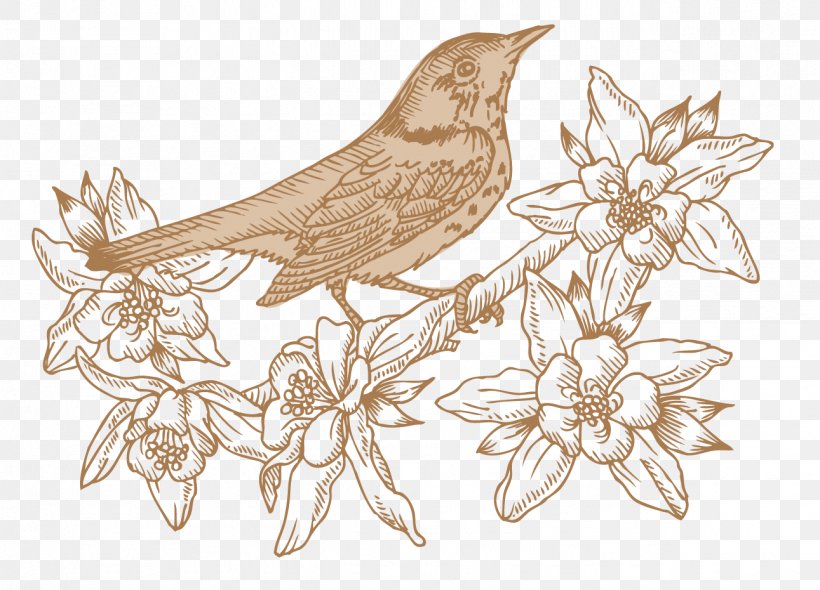 Bird Flower Floral Design Clip Art, PNG, 1291x930px, Bird, Art, Autumn, Drawing, Floral Design Download Free