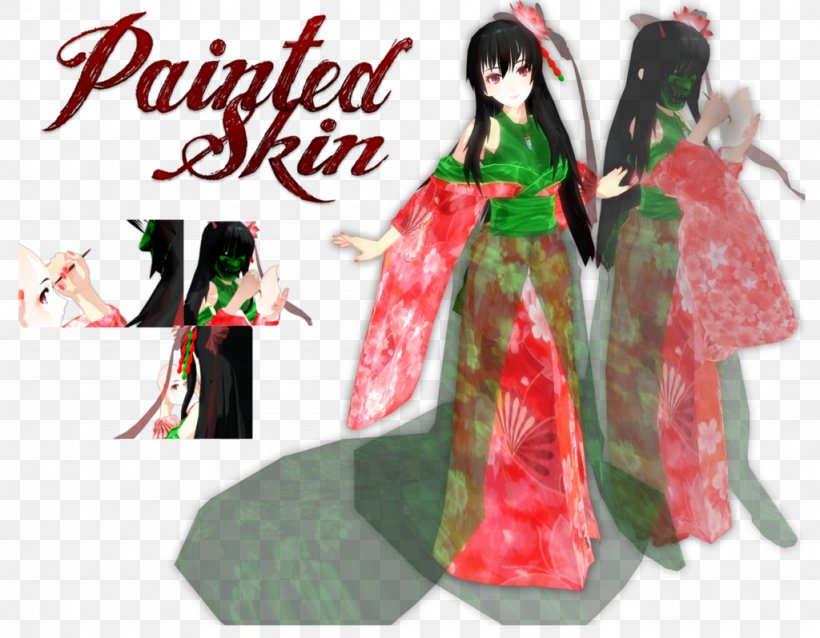 Kimono Hanfu MikuMikuDance Painted Skin Dress, PNG, 1024x797px, 3d Computer Graphics, Kimono, Chinese Clothing, Christmas Ornament, Costume Download Free