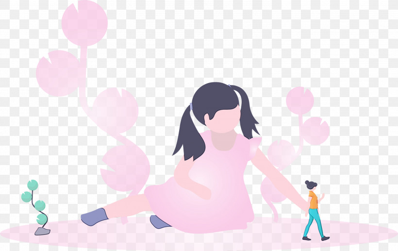 Cartoon Pink Animation Plant, PNG, 2999x1892px, Doll Play, Animation, Cartoon, Girl, Paint Download Free