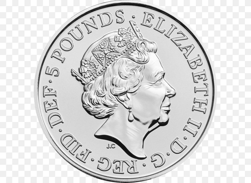 Royal Mint Scotland The Queen's Beasts Five Pounds Coin, PNG, 600x600px, Royal Mint, Black And White, Bullion, Bullion Coin, Cash Download Free