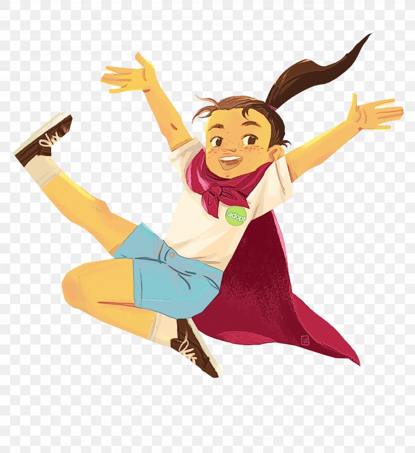 Cartoon Girl Transparency Jumping Adoptive Families Association Of British Columbia, PNG, 2750x3000px, Watercolor, Animation, Cartoon, Fun, Gesture Download Free