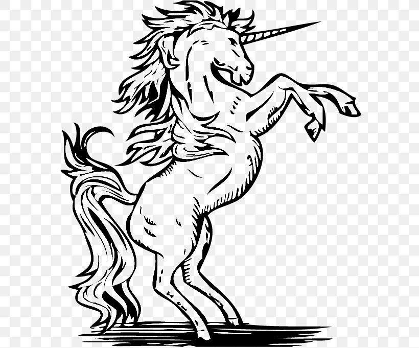 Unicorn Clip Art, PNG, 592x681px, Unicorn, Art, Artwork, Black And White, Drawing Download Free