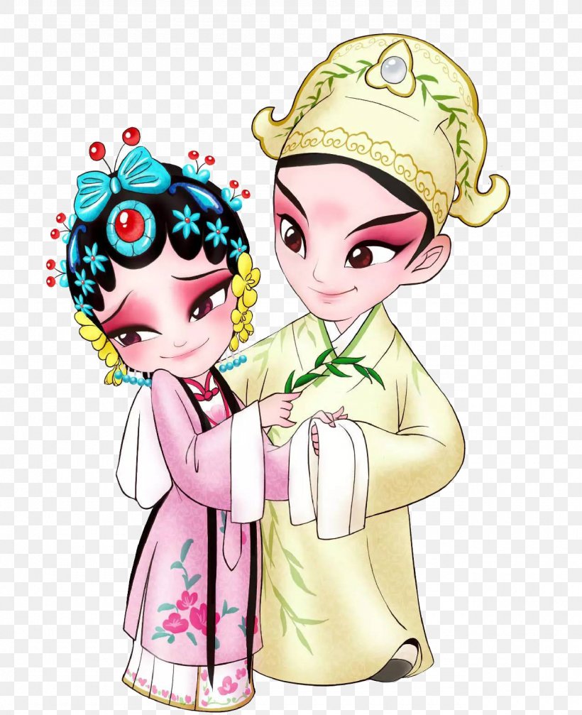 Kunqu Cartoon Chinese Opera Illustration, PNG, 1280x1573px, Watercolor, Cartoon, Flower, Frame, Heart Download Free