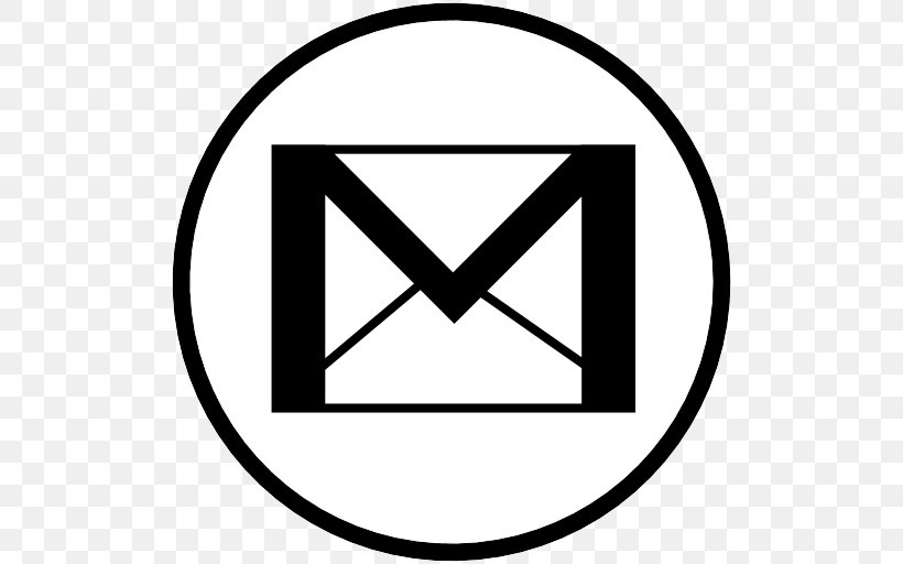 Gmail Clip Art Logo Email, PNG, 512x512px, Gmail, Area, Black, Black And White, Brand Download Free