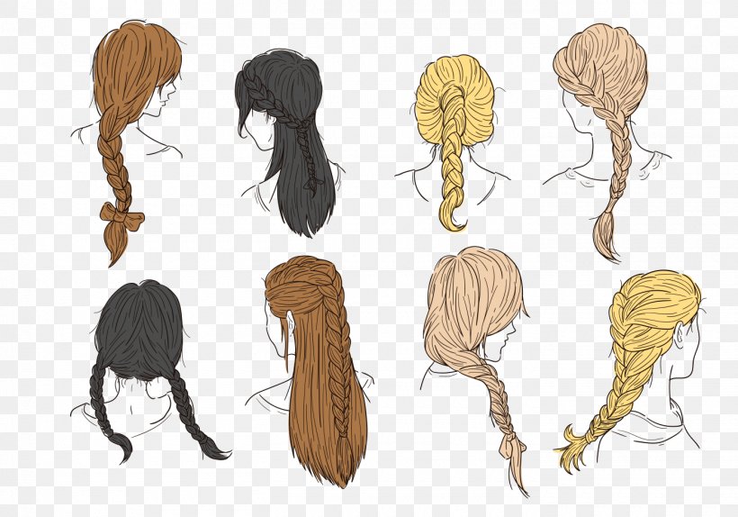 Long Hair Braid Hairstyle, PNG, 1400x980px, Watercolor, Cartoon, Flower, Frame, Heart Download Free