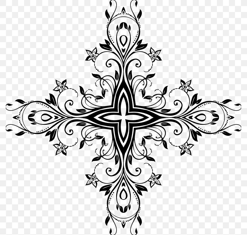 Ornament Silhouette Clip Art, PNG, 782x782px, Ornament, Art, Artwork, Black And White, Christian Cross Download Free
