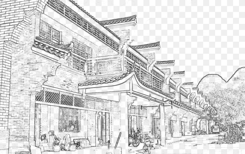 Black And White Drawing Sketch, PNG, 1024x645px, Black And White, Architecture, Artwork, Building, Designer Download Free