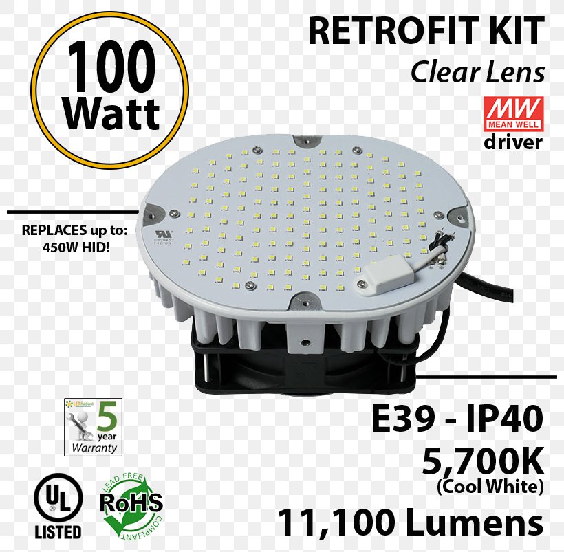 Light Fixture Retrofitting High-intensity Discharge Lamp LED Lamp, PNG, 800x803px, Light, Brand, Cookware Accessory, Edison Screw, Hardware Download Free