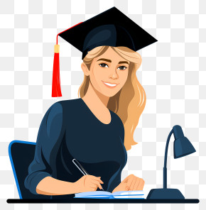 Graduation Picture - Graduate Woman Writing At Desk PNG