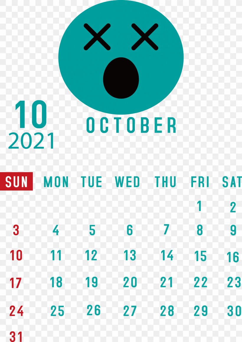 October 2021 Printable Calendar October 2021 Calendar, PNG, 2124x3000px, October 2021 Printable Calendar, Android, Aqua M, Calendar System, Diagram Download Free