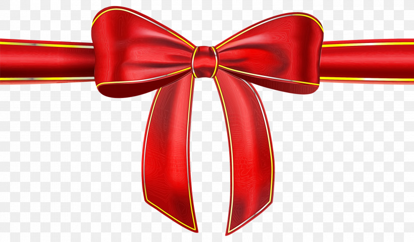 Ribbon Gift Satin Red Bow, PNG, 3000x1756px, Watercolor, Bow, Gift, Paint, Red Download Free