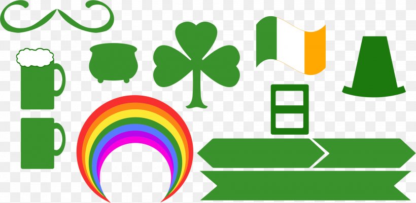Saint Patrick's Day March 17 Symbol Irish People Clip Art, PNG, 2273x1114px, Saint Patrick S Day, Area, Brand, Fourleaf Clover, Grass Download Free