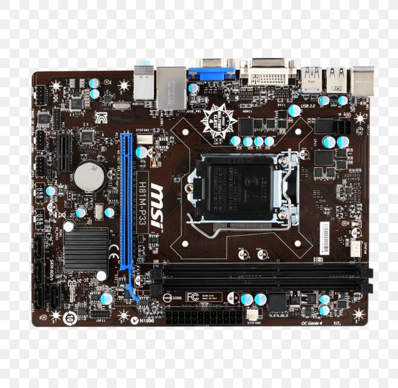 Intel LGA 1150 MicroATX CPU Socket MSI H81M-P33, PNG, 800x800px, Intel, Atx, Computer Component, Computer Hardware, Cpu Download Free