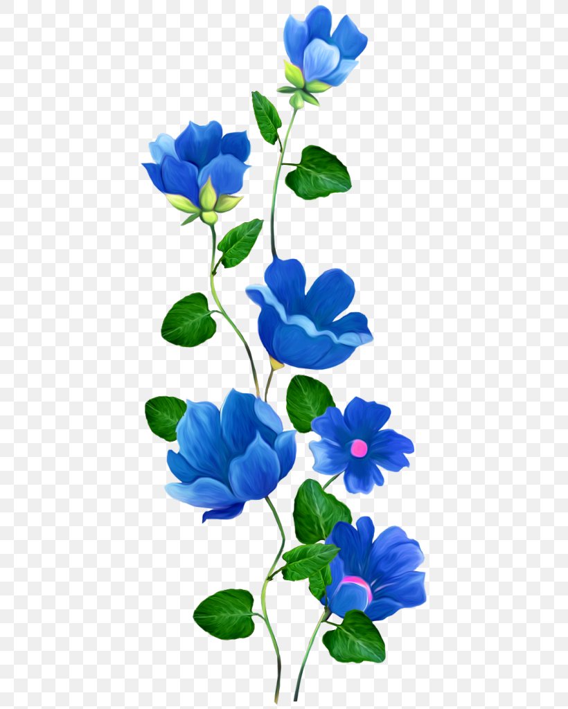 Watercolour Flowers Blue Rose Border Flowers Png 435x1024px