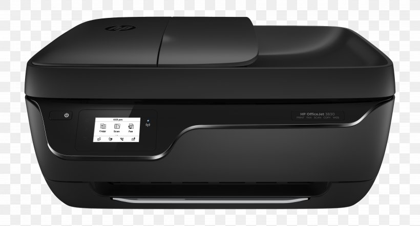 Hewlett-Packard Multi-function Printer HP Officejet 3830 Inkjet Printing, PNG, 4958x2675px, Hewlettpackard, Automotive Exterior, Compact Photo Printer, Electronic Device, Hp Deskjet Download Free