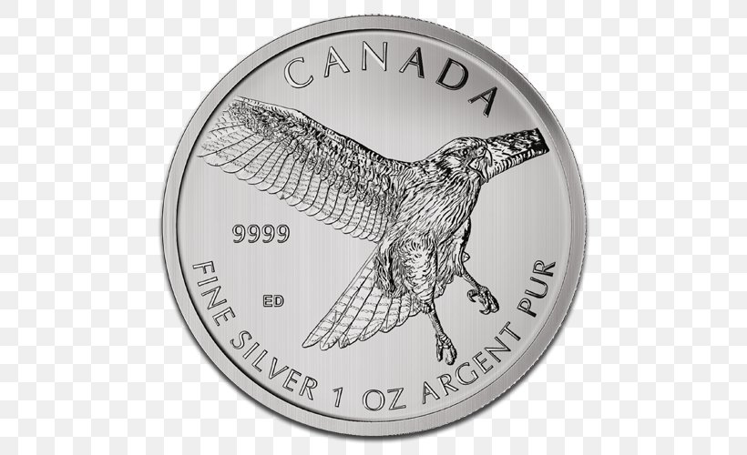 Bird Canada Royal Canadian Mint Silver Coin, PNG, 500x500px, Bird, Bird Of Prey, Bullion, Canada, Canadian Gold Maple Leaf Download Free