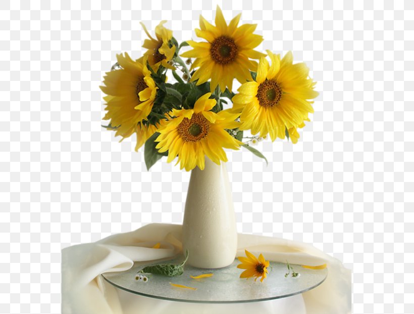 Common Sunflower Vase With Twelve Sunflowers Still Life Photography, PNG, 581x621px, Common Sunflower, Cut Flowers, Daisy Family, Floral Design, Floristry Download Free