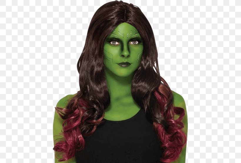 Gamora Guardians Of The Galaxy Rocket Raccoon Wig Costume, PNG, 555x555px, Gamora, Adult, Brown Hair, Clothing Accessories, Costume Download Free