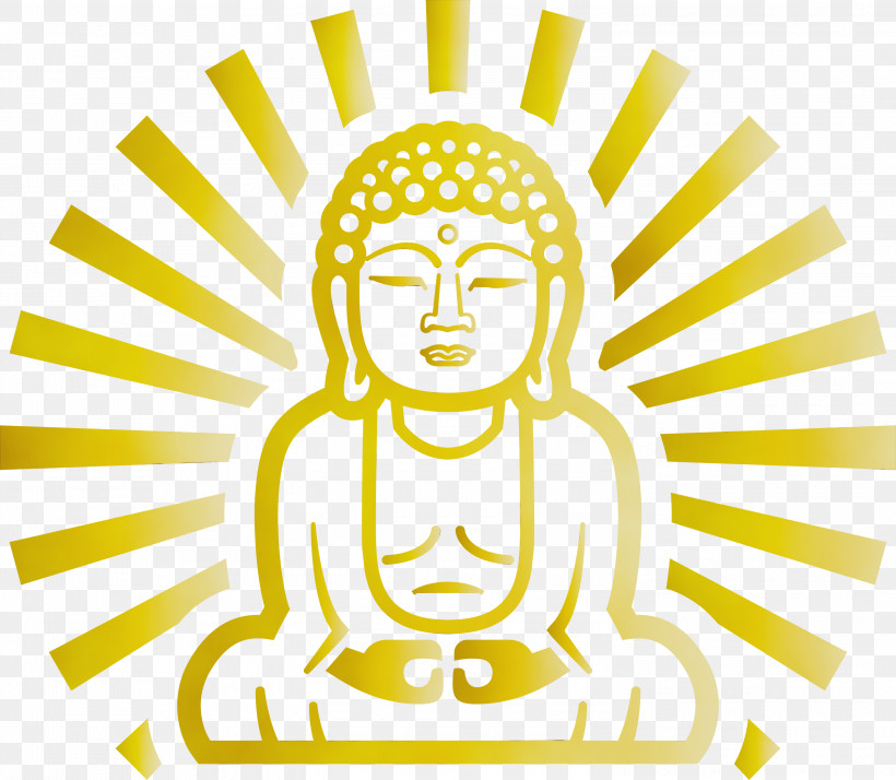 Yellow Head Line Line Art Smile, PNG, 3000x2614px, Buddha, Head, Line, Line Art, Paint Download Free