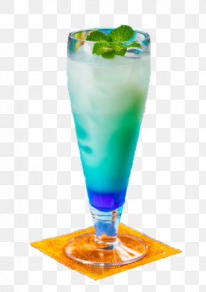 The Glass Is Served With A Blue Curacao Cocktail - Blue Hawaii Cocktail Garnish Mojito Non-alcoholic Drink PNG