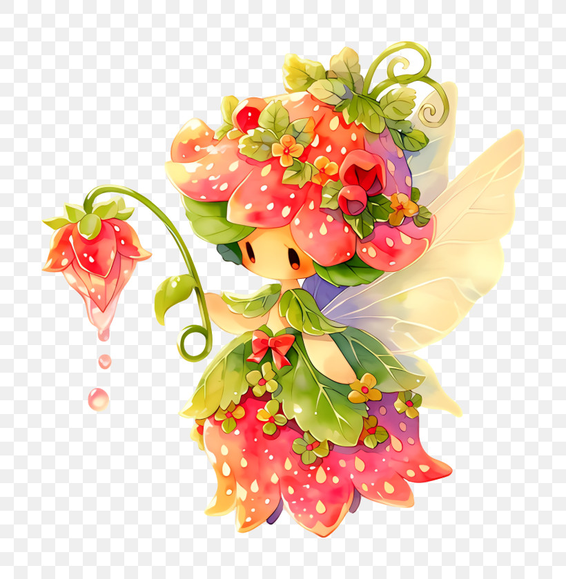 Pink Strawberry Flower Fairy PNG