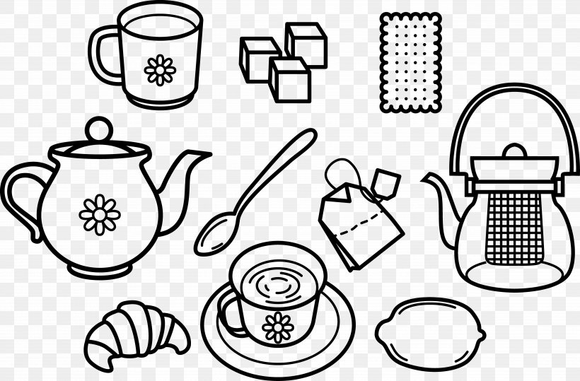Teapot Coffee Euclidean Vector, PNG, 4978x3276px, Tea, Area, Artwork, Black And White, Brand Download Free