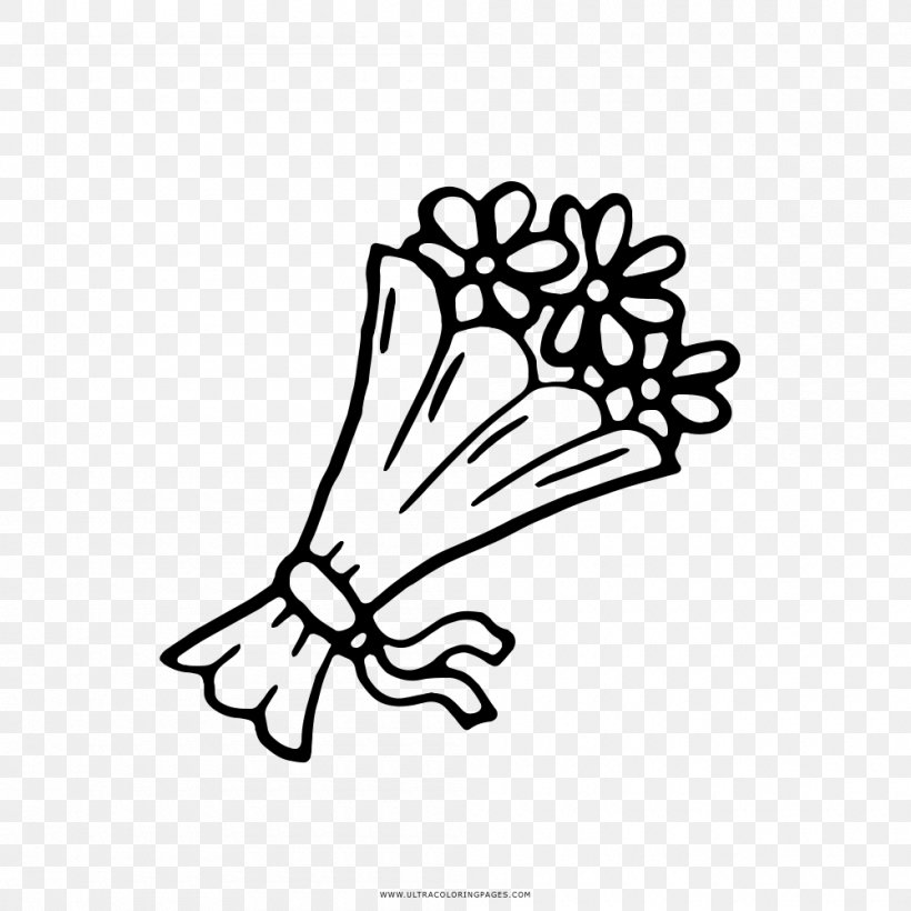Flower Bouquet Drawing Coloring Book Black And White, PNG, 1000x1000px, Flower, Area, Art, Arts, Ausmalbild Download Free