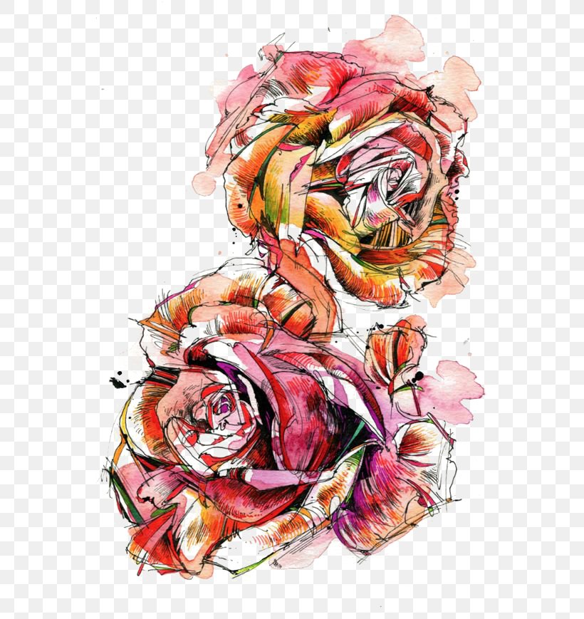Rose Watercolor Painting Drawing, PNG, 564x869px, Rose, Art, Cartoon, Color, Drawing Download Free