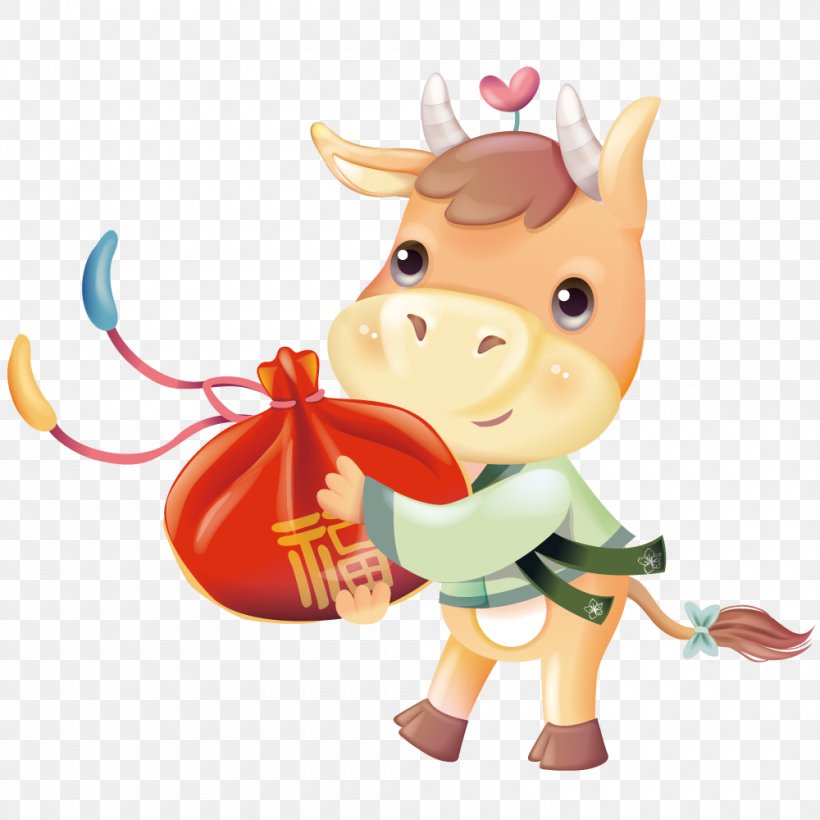 Cattle Clip Art, PNG, 1000x1000px, Cattle, Art, Bag, Cartoon, Designer Download Free