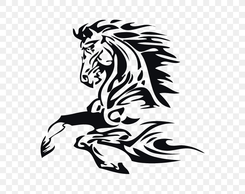 Horse Tattoo Tribe Stallion Clip Art, PNG, 650x650px, Horse, Art, Big Cats, Black, Black And White Download Free