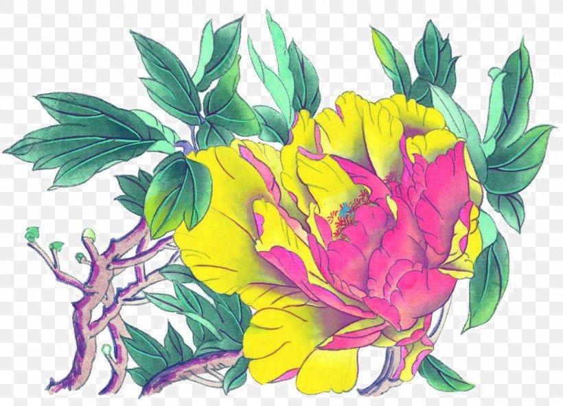 Ink Wash Painting Floral Design Moutan Peony, PNG, 1000x723px, Ink Wash Painting, Art, Calligraphy, Drawing, Floral Design Download Free