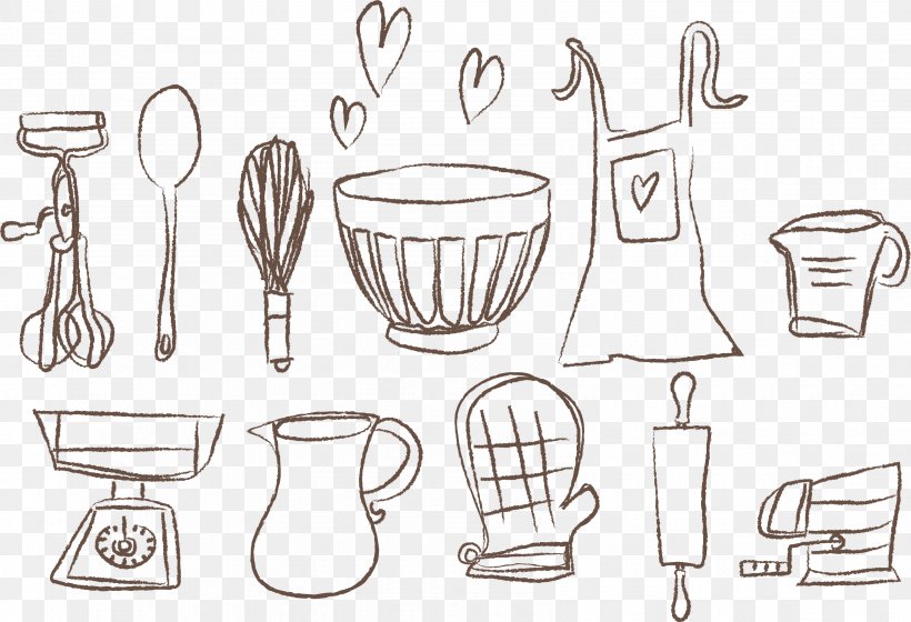 Sketch hand drawn of kitchen utensils Royalty Free Vector