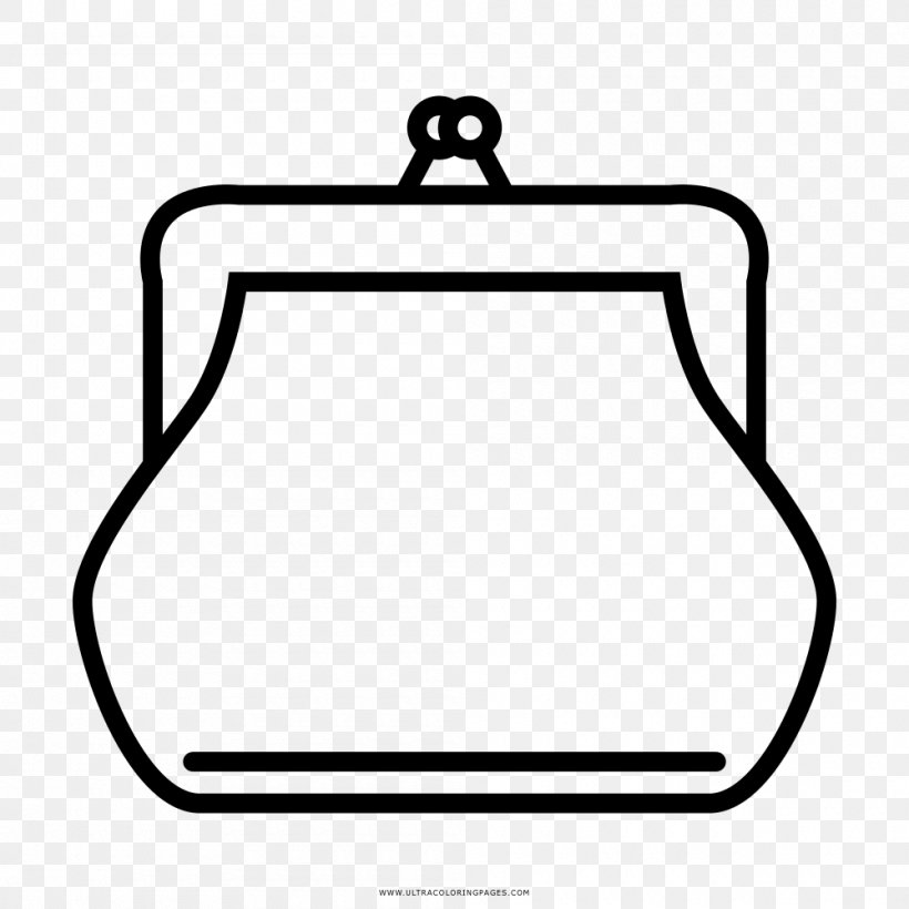 Coin Purse Drawing Coloring Book, PNG, 1000x1000px, Coin Purse, Area, Bag, Black, Black And White Download Free